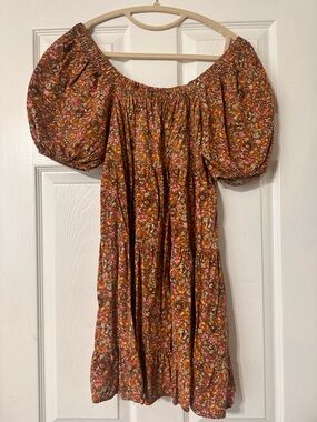 wild fable Rust Floral Off-Shoulder Mini Dress
